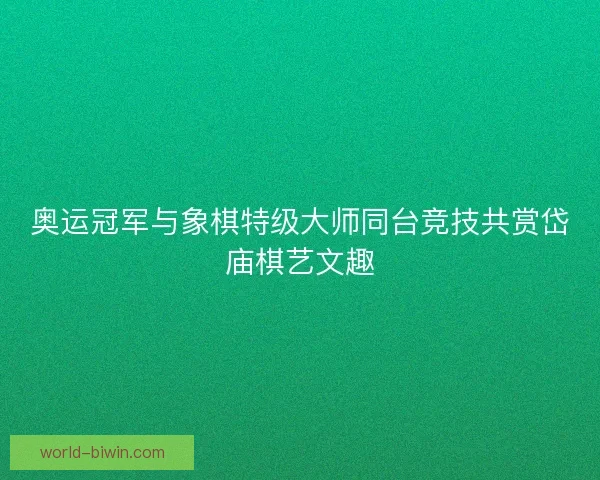 奥运冠军与象棋特级大师同台竞技共赏岱庙棋艺文趣
